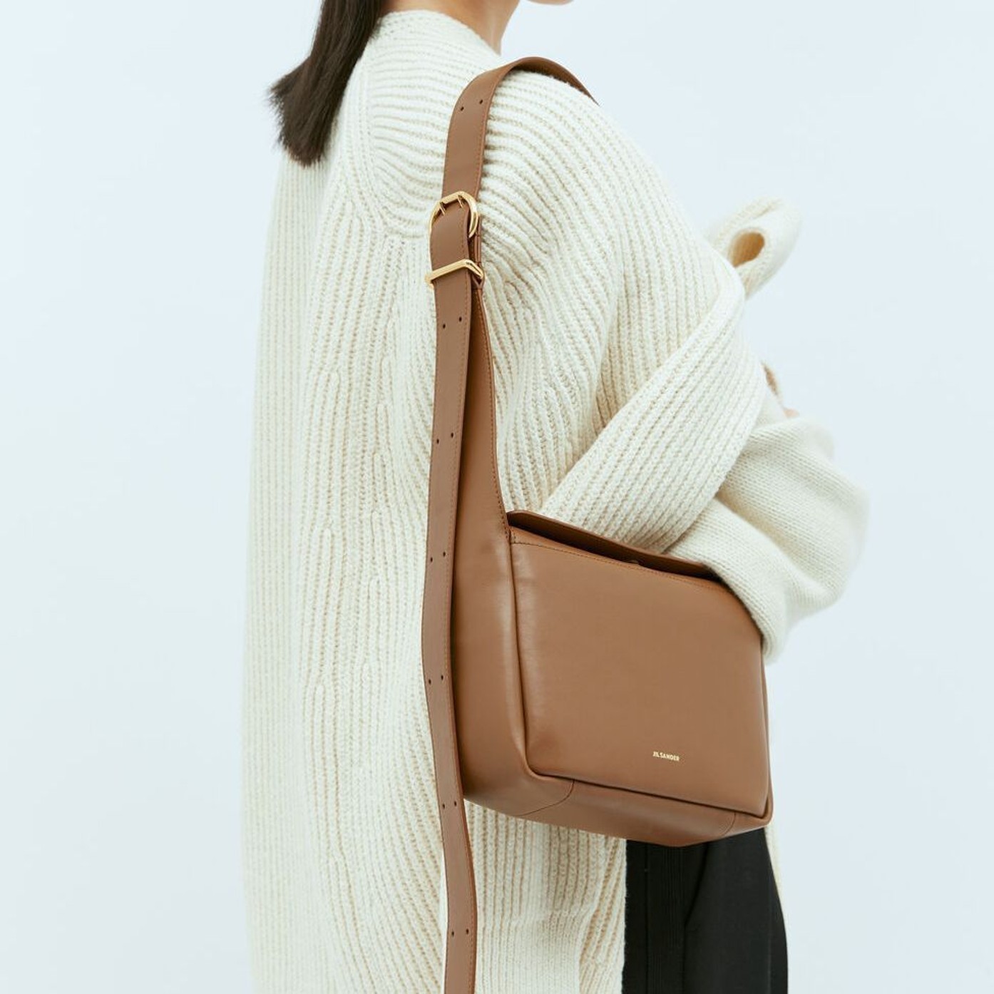 関税込 上品 ジルサンダー ショルダーバッグ フラップ ブラウンの通販