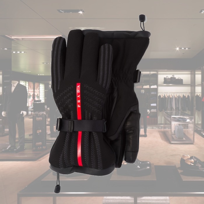24AW】ゴアテックス レザーニット製スキーグローブ ◇プラダ◇ (PRADA