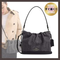 国内発送 すぐ【COACH】フェイ ドローストリング デニム バッグ (Coach