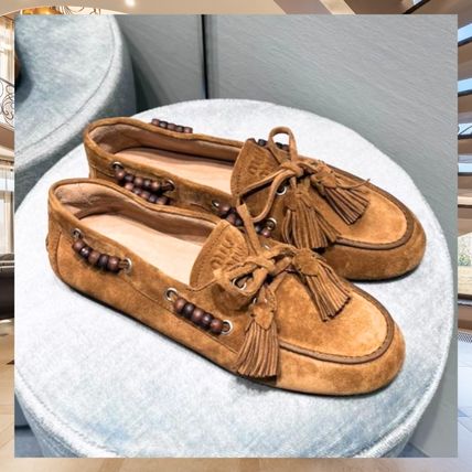 モカシン ベージュ系 23cm MiuMiu(ミュウミュウ) 靴・シューズ