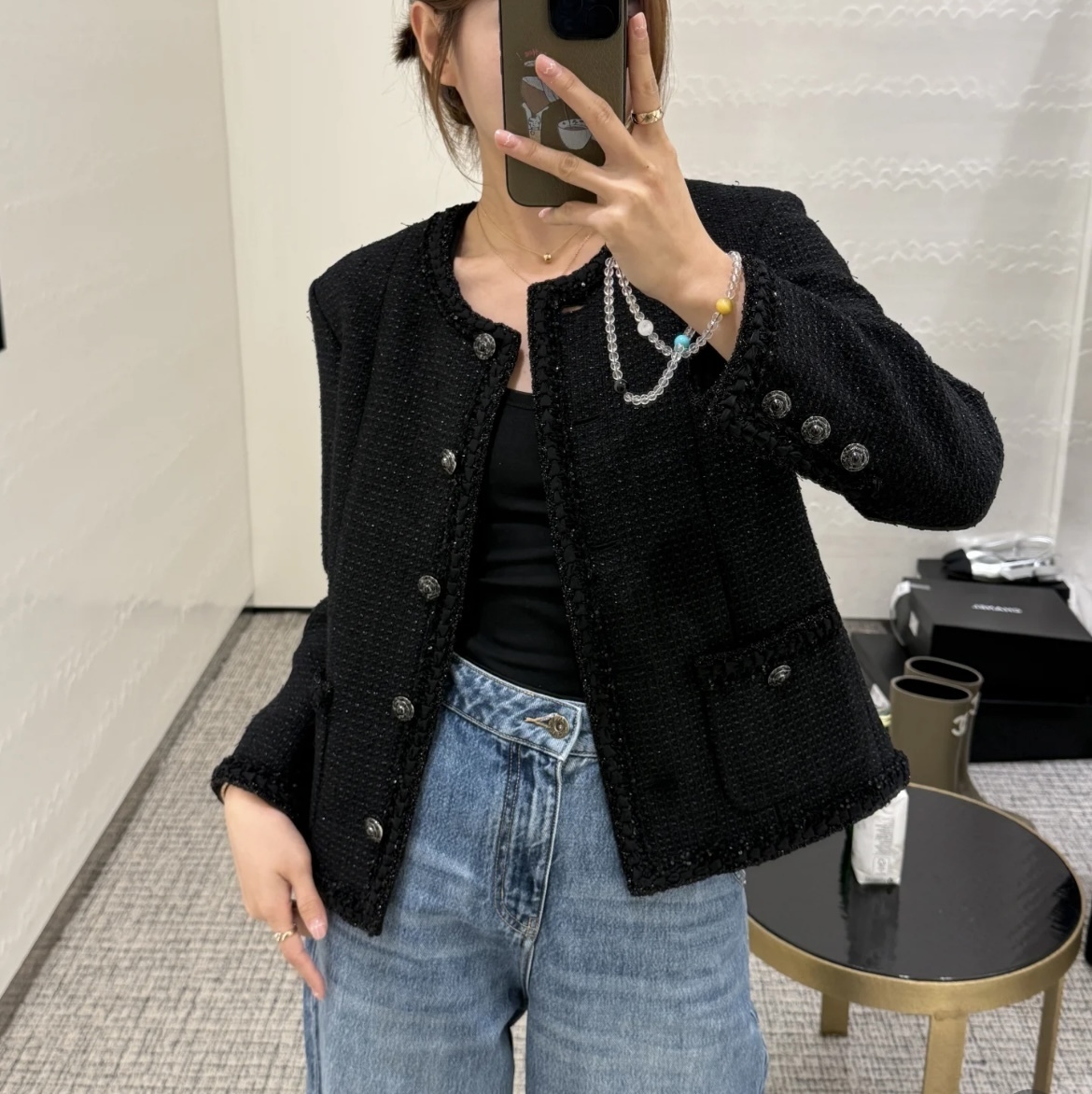 おしゃれ♪】CHANEL コットンツイードジャケット (CHANEL/ジャケット