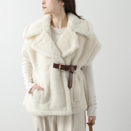 ホワイト（白）系 Max Mara(マックスマーラ) ポンチョ・ケープ