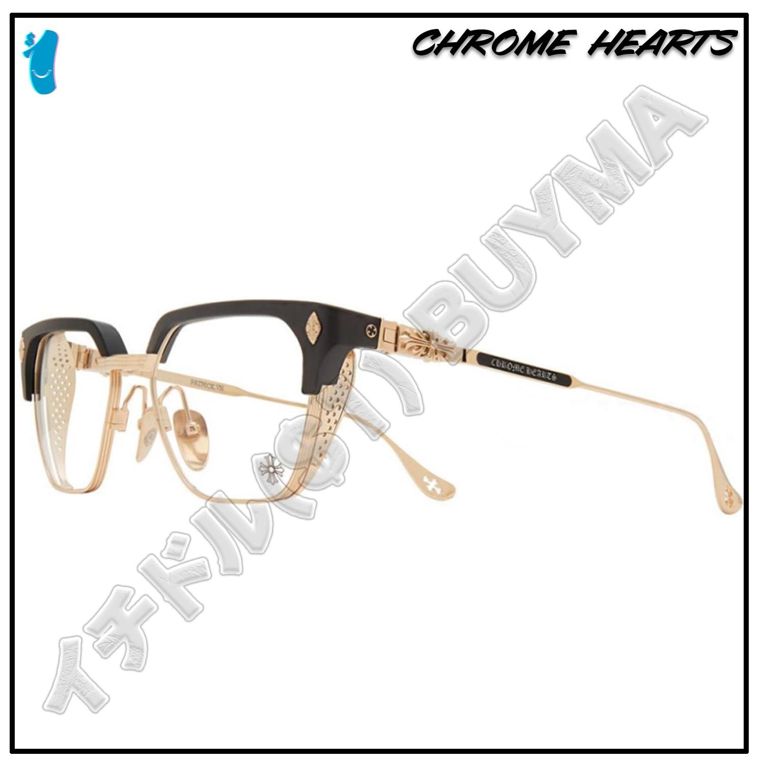 クロムハーツ フローラルクロス メガネ マットブラック ゴールド