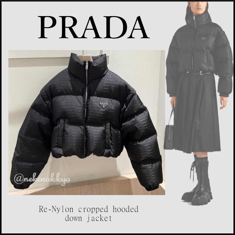 PRADA＊Re-Nylon cropped hooded 2WAY ダウンジャケット＊送料込