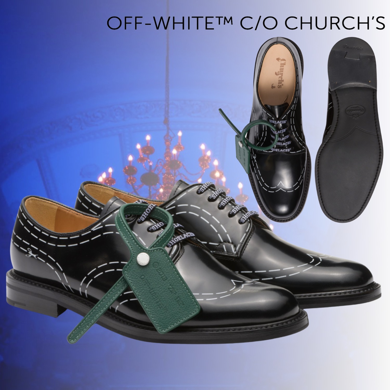 CHURCH'S チャーチ OFF-WHITE Shannon Cut Lines W ダービー (Church's