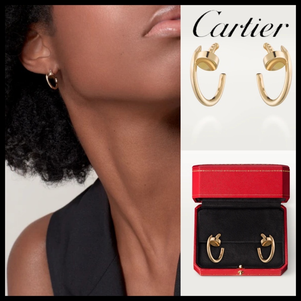 Cartier☆すぐ届く♪人気ジュストアンクルゴールドフープピアス