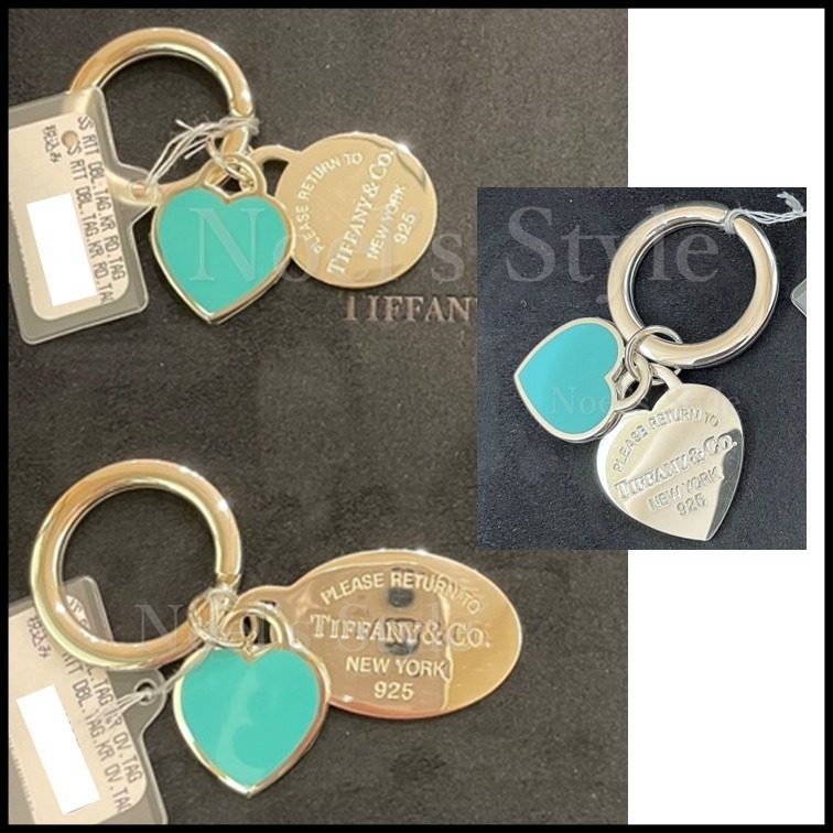 Tiffany ティファニー キーリング ダブルハート ラウンド タグ