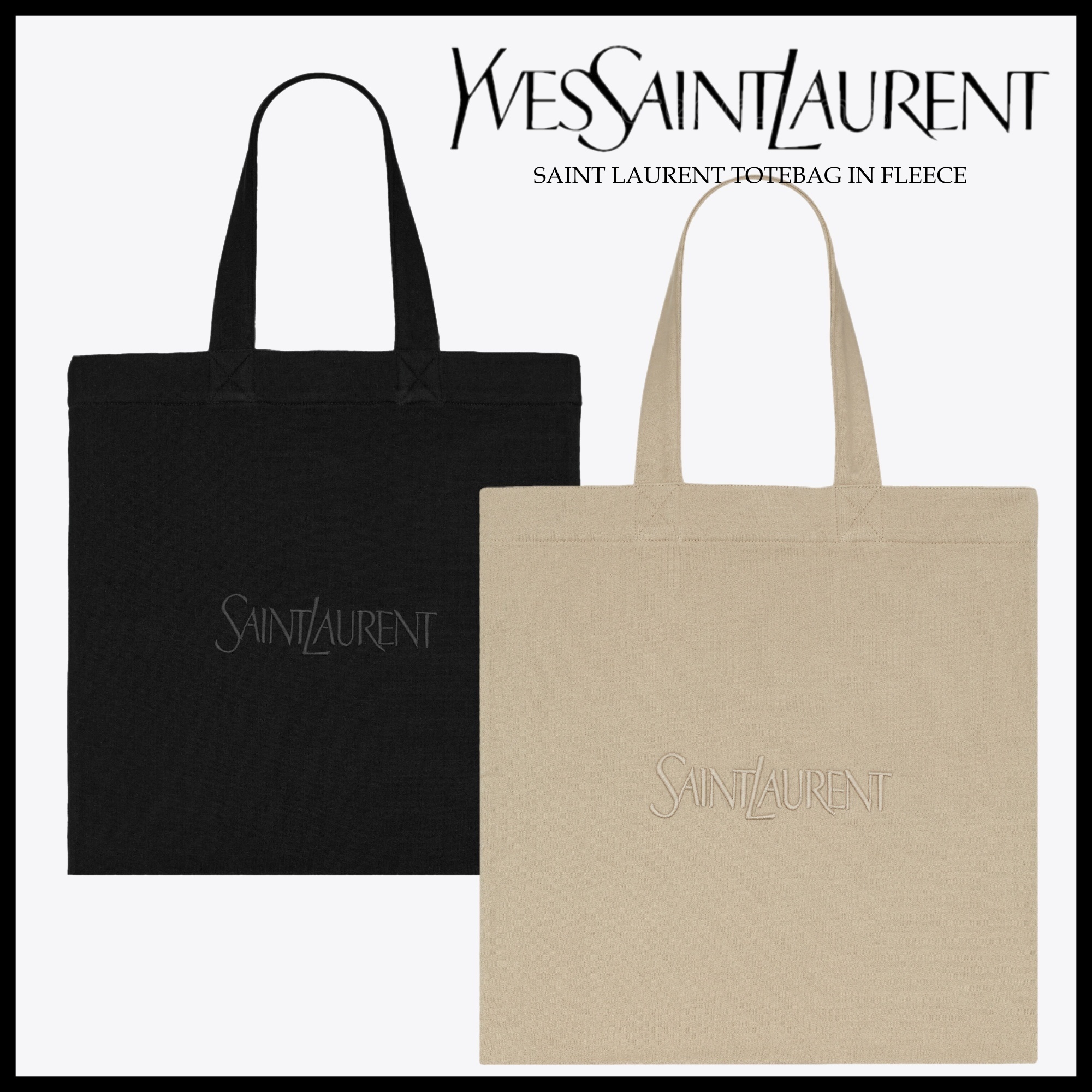 全2色☆すぐ届く♪Saint Laurentロゴフリース トートバッグYSL (Saint