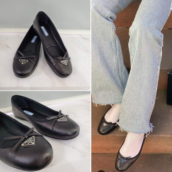 ☆Prada☆ロゴ入り レザーリボン付 バレエシューズ (PRADA/バレエ