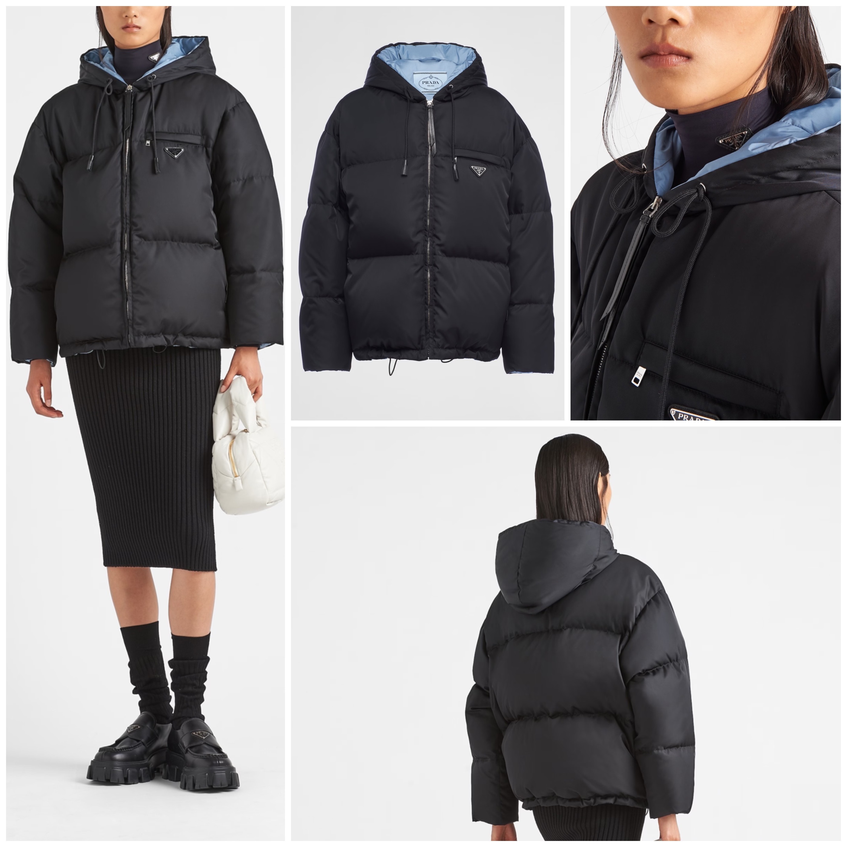 PRADA【入手困難】Re-Nylon☆Gabardine フードダウンジャケット (PRADA