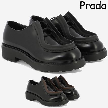 PRADAダイアパソンブラッシュドレザーレースアップシューズ UK8/27cm