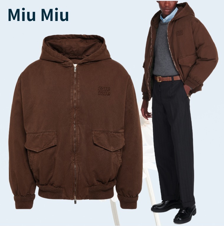 待望のメンズライン☆Miu Miu☆Logo denim bomber jacket (MiuMiu