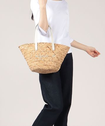 美品 agnès b.VOYAGE アニエスベー スカーフ かごバッグ 天然素材