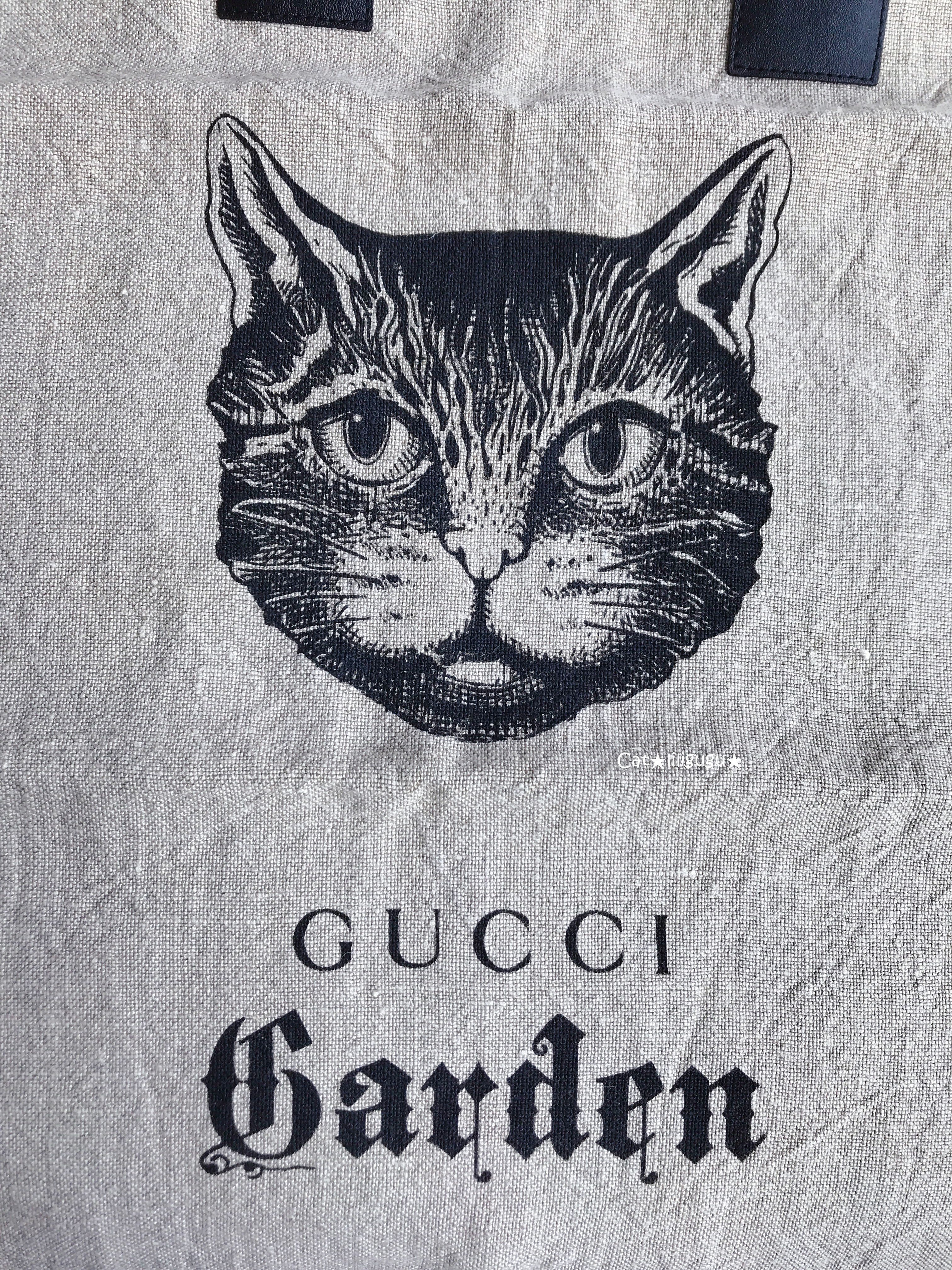 レア限定品(グッチ)猫/ネコ☆プリントエコバッグ☆キャンバス (GUCCI