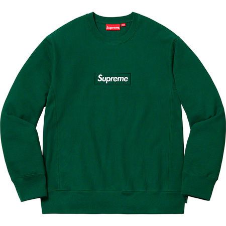 Supreme Box Logo Crewneck Black FW18 Dark Green (Supreme