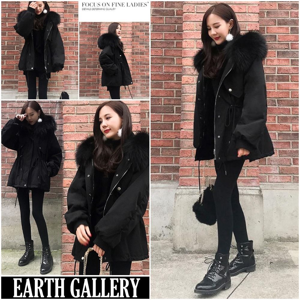 ◇モッズコート風 ファー付き ジャケット コート ブラック (コート
