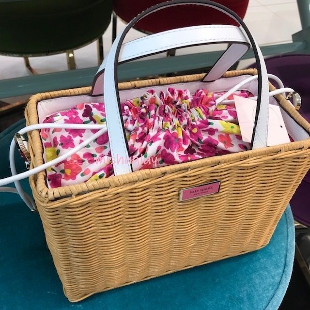 kate spade】お花柄♪かごバッグ sam wicker medium satchel☆ (kate