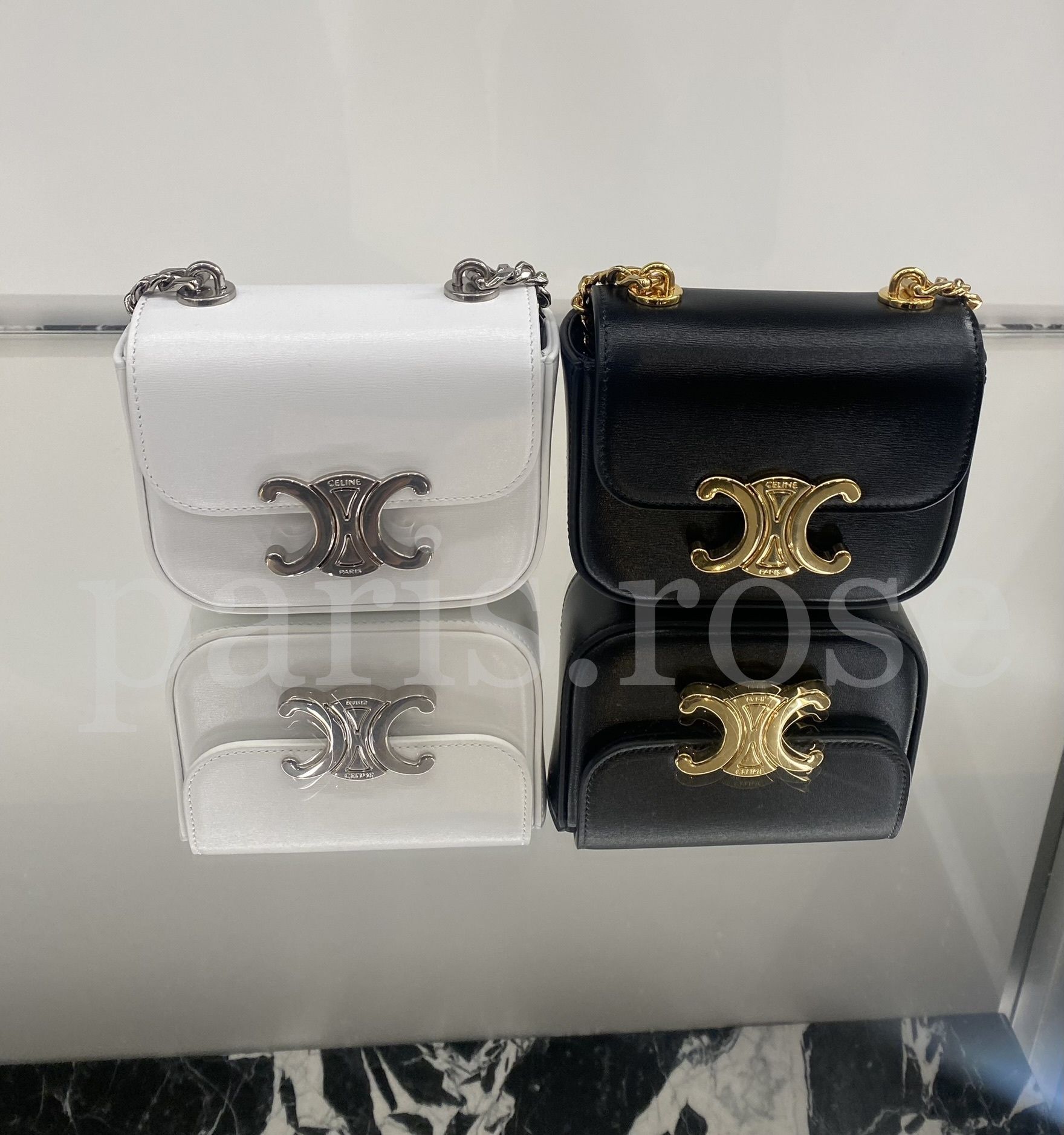 新作 セリーヌ ミニ チェーン クロード シャイニーカーフスキン