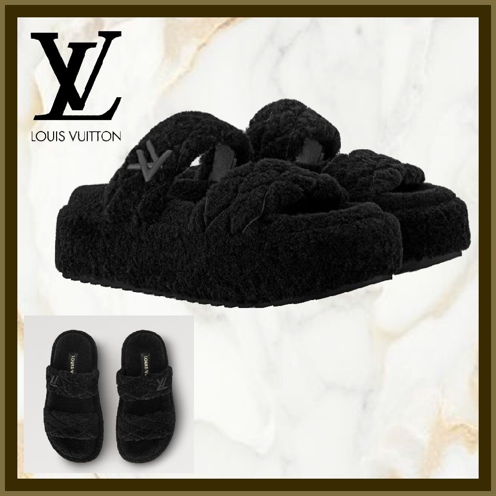 ☆厚底が可愛い♪【ルイヴィトン】厚底 ファー サンダル☆ (Louis