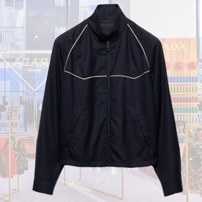 24SS】新作 ウールxシルク ブルゾンジャケット ◇プラダ◇人気 (PRADA