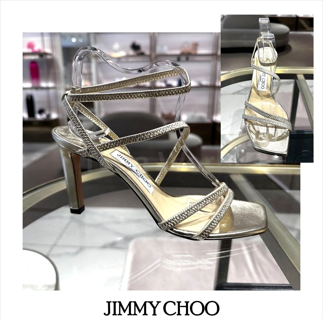 メタリック☆Jimmy Choo NORI 85 レザー サンダル シャンパン (Jimmy