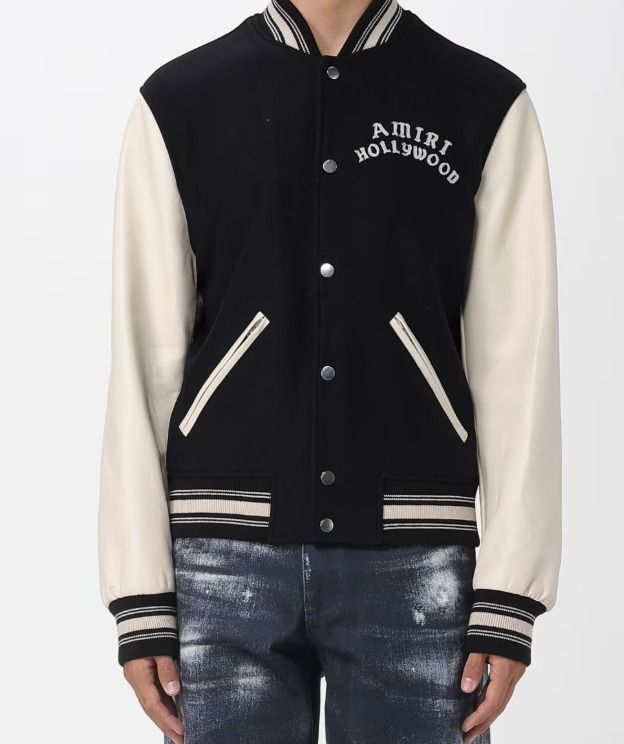 送料関税込み【AMIRI】HOCKEY VARSITY BOMBER JACKET in BLACK (AMIRI