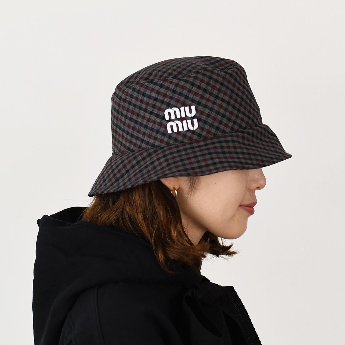 国内即発】MIU MIU ギンガムチェック バケットハット (MiuMiu/ハット