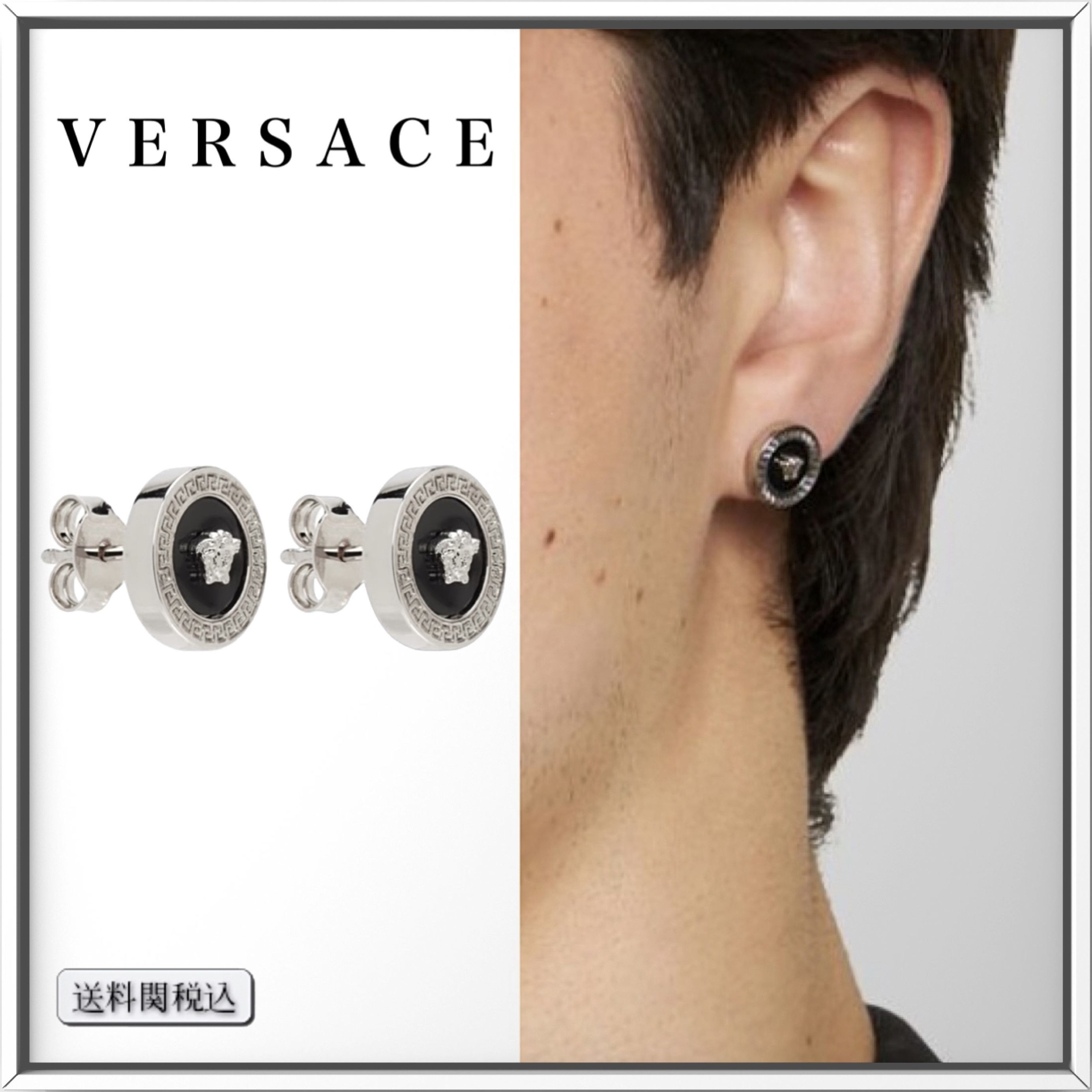 VERSACE シルバートーン メデューサ スタッド ピアス 人気 (VERSACE