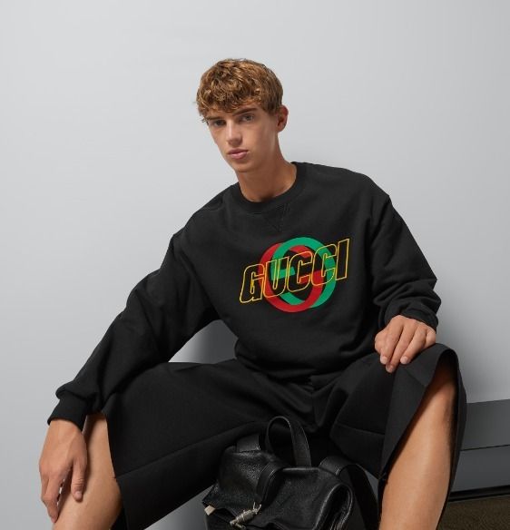 国内発送☆GUCCI】エンブロイダリー入 スウェットシャツ ロゴ (GUCCI