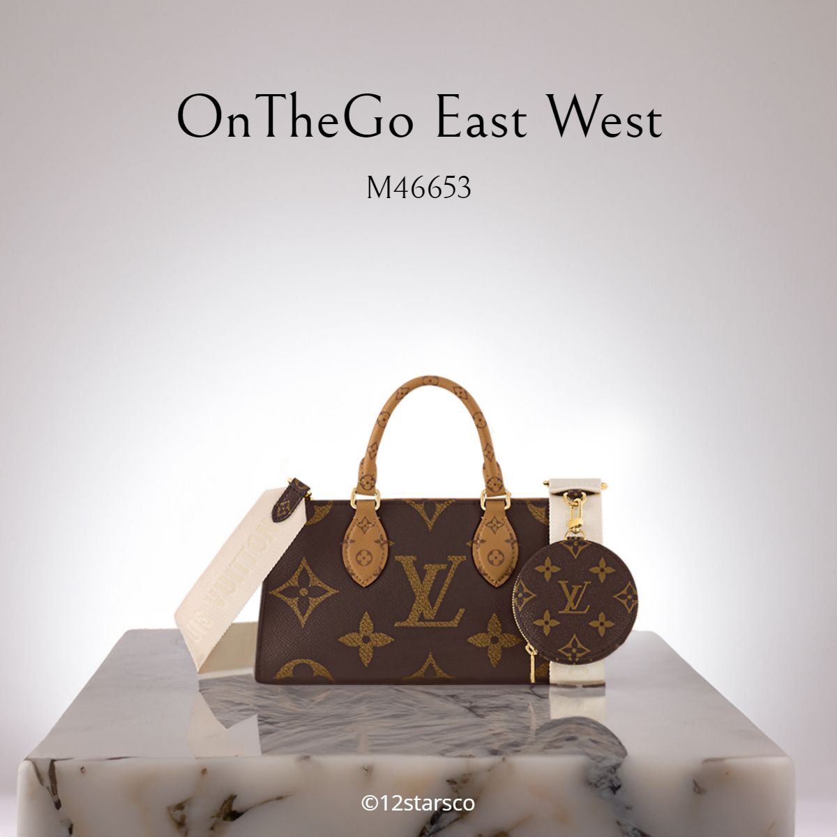 LV*オンザゴーEW ポーチ付モノグラムショルダーバッグ M46653 (Louis