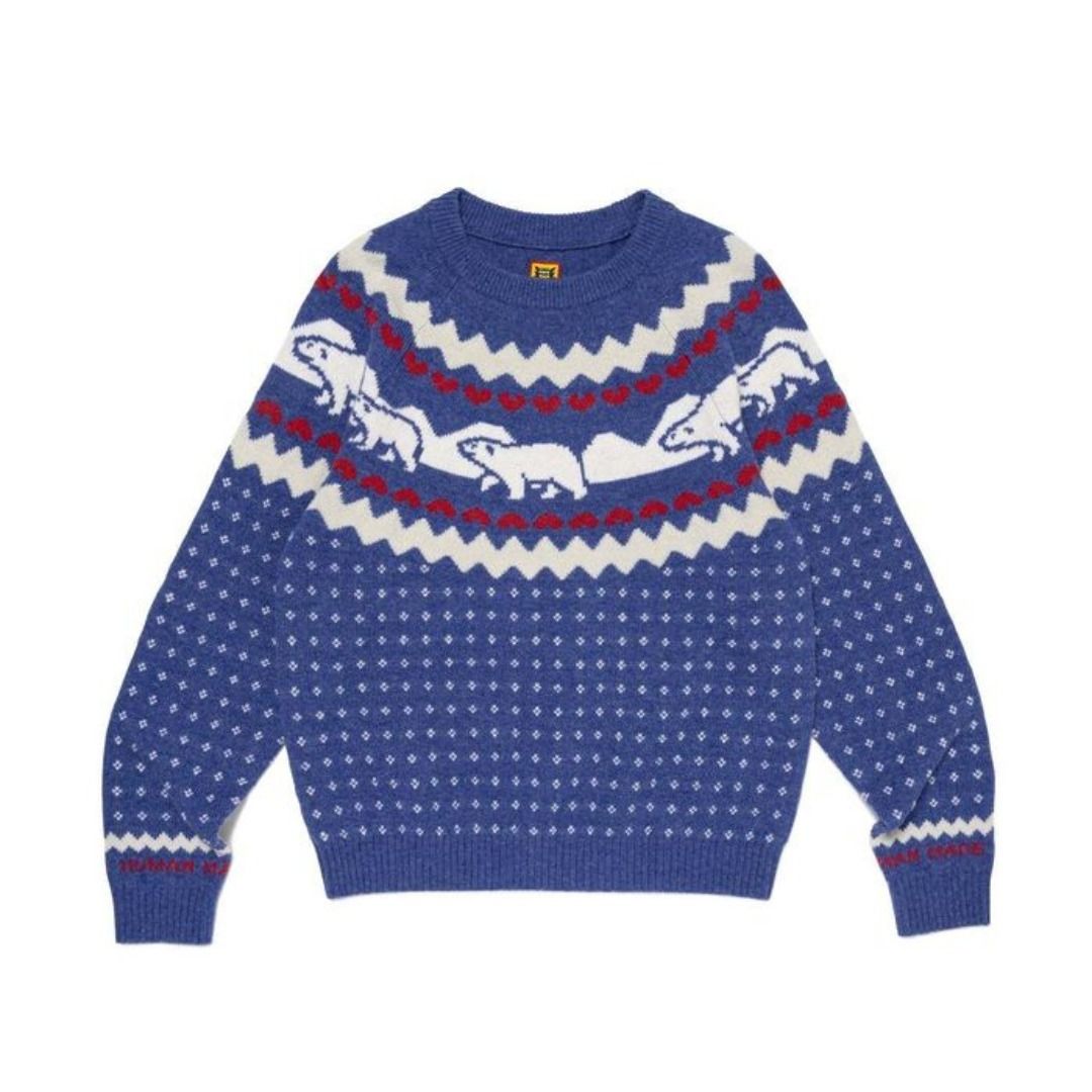 HUMAN MADE】ヒューマンメイド ニットセーター 白クマ ブルー (HUMAN