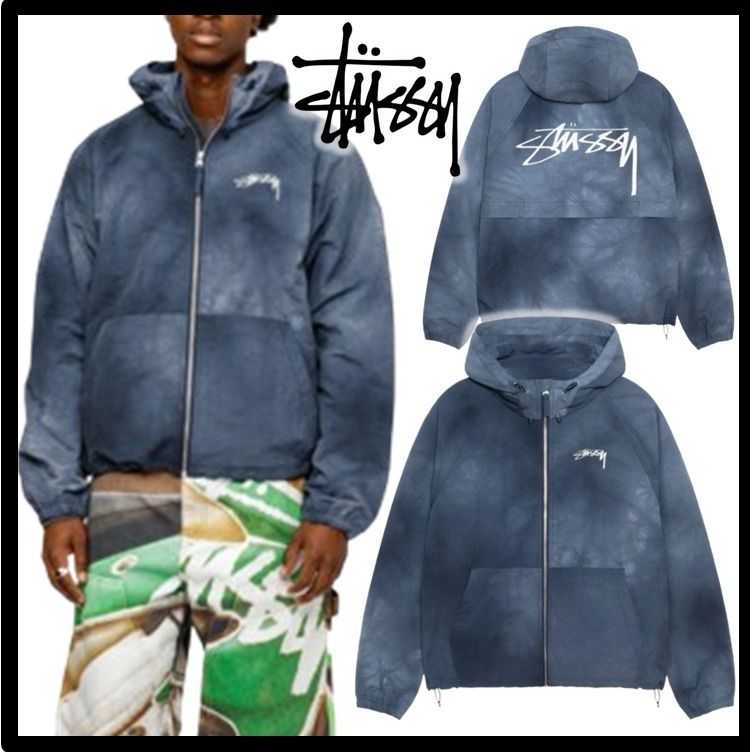 ☆関税込☆Stussy☆Wave Dye Beach Shell Jacket☆NAVY (STUSSY