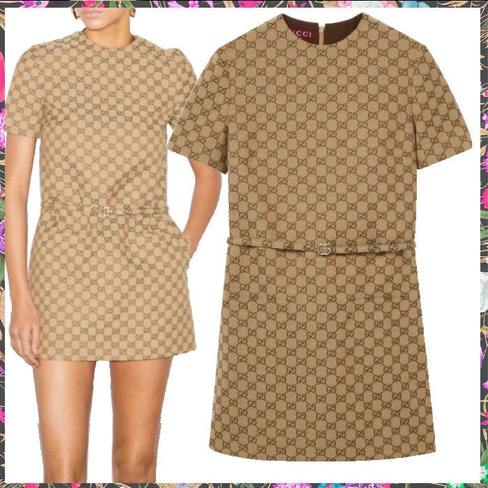 GUCCI《GGキャンバス ドレス》キャメル DHL発送 直営店 (GUCCI