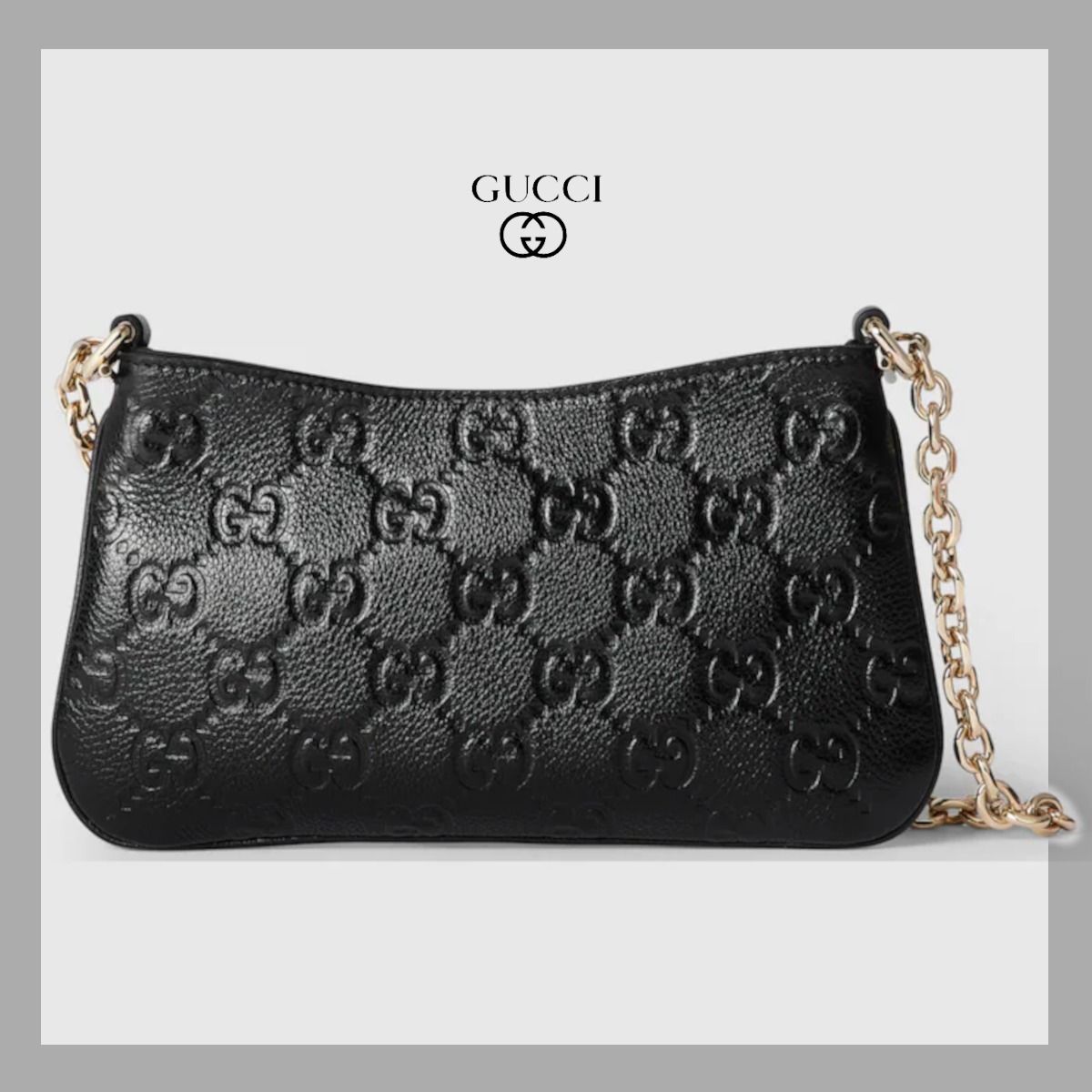 25SS 新作 グッチ GGエンブレム スーパーミニバッグ ブラック 黒