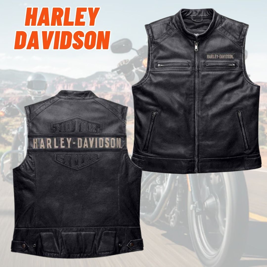 新着【Harley Davidson】超クール☆カウハイド レザー ベスト (Harley