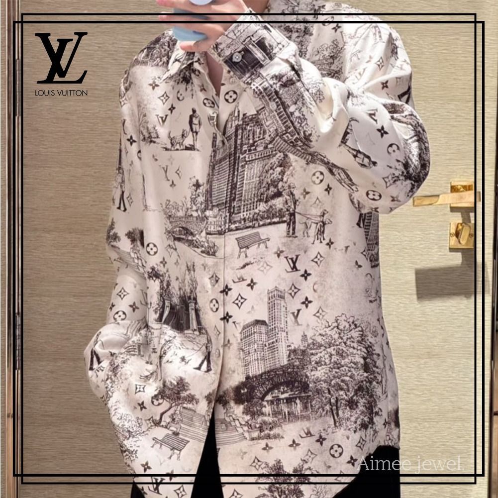 スタイリッシュ＊【LouisVuitton】ロングスリーブシルクシャツ (Louis