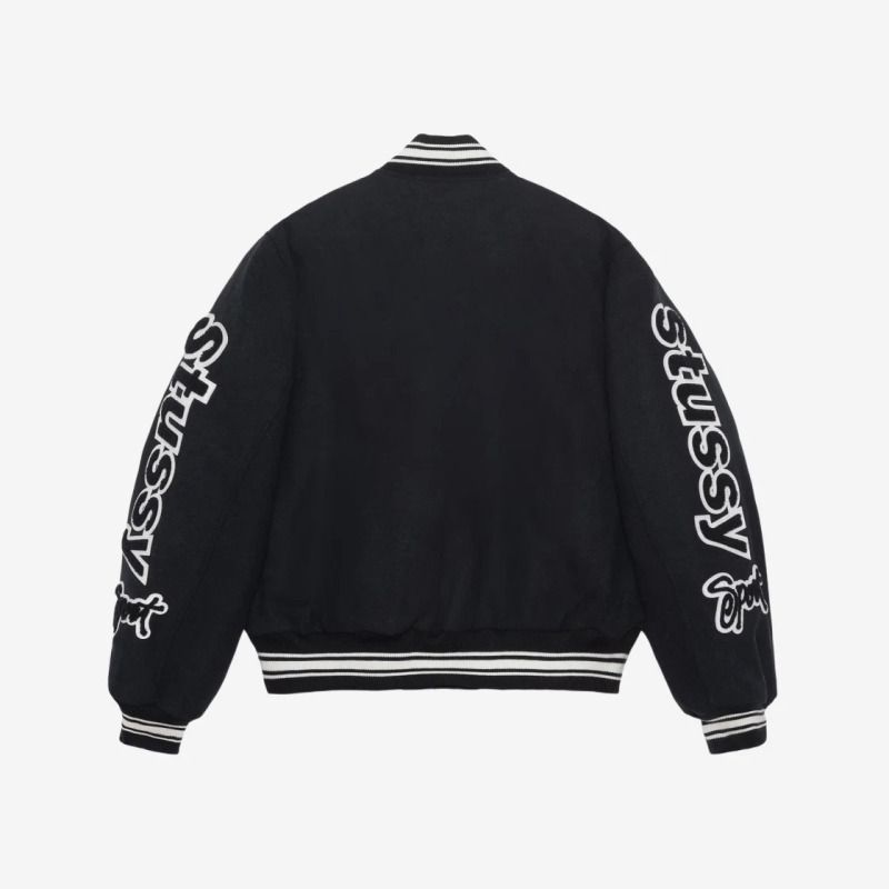 STUSSY] VARSITY JACKET COMPETITION BLACK (STUSSY/スタジャン