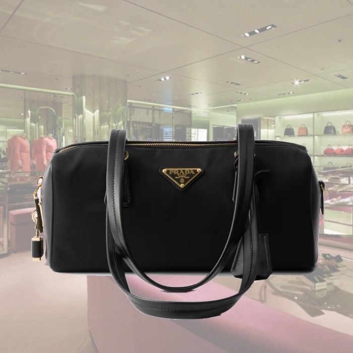 24AW】ミディアム Re-Nylon xレザー トップハンドル◇プラダ◇ (PRADA