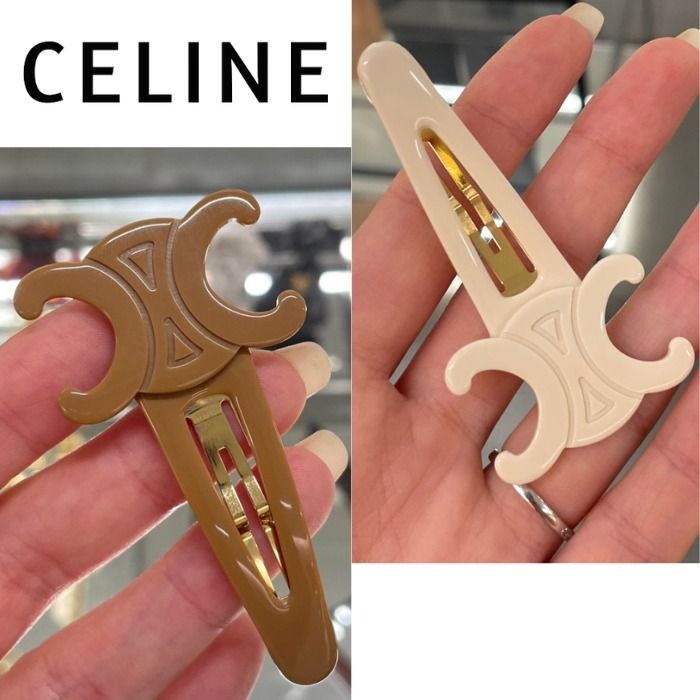 国内直営【CELINE】トリオンフ ラージ スナップ ヘアクリップ (CELINE