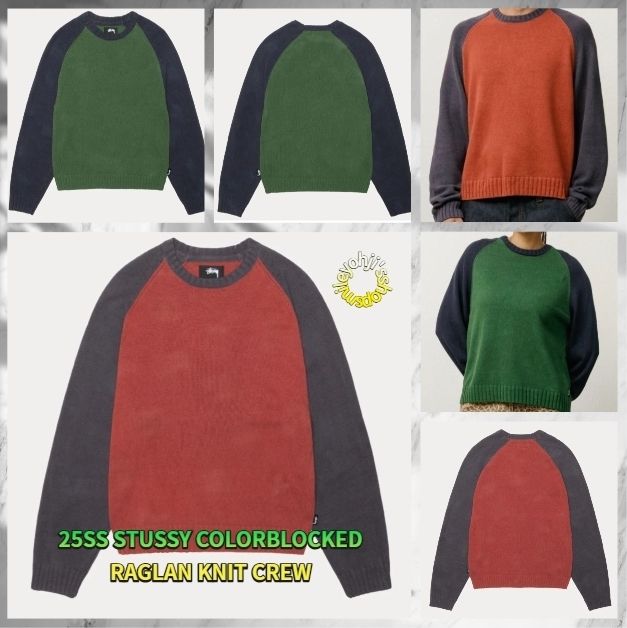 ☆25SS 大人気☆STUSSY COLORBLOCKED RAGLAN KNIT CREW (STUSSY/ニット