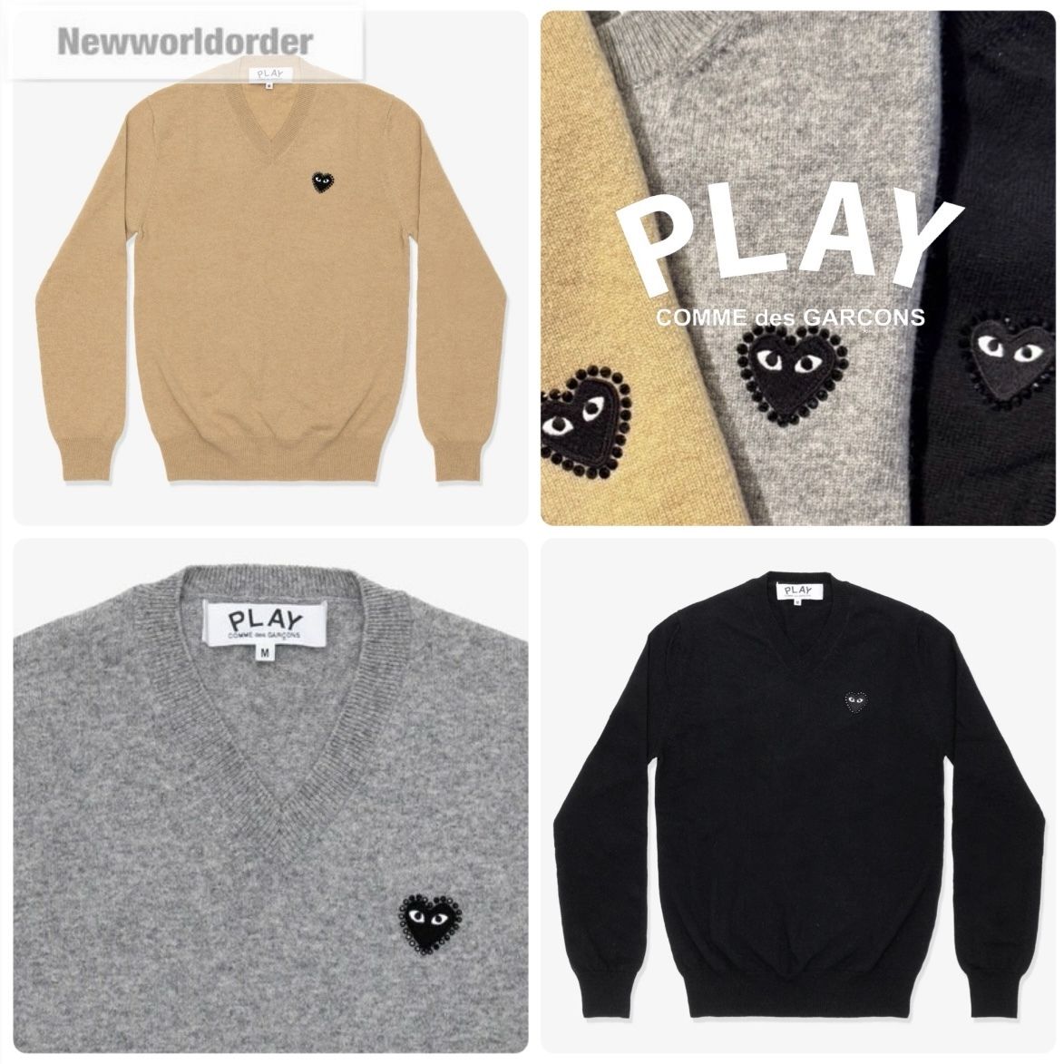 ラインストーン】プレイコムデギャルソン Vネックセーター (COMME des