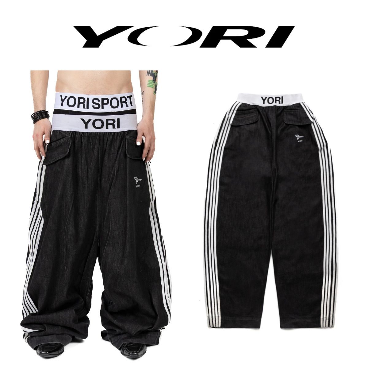 国内送関税込】YoriSport 5ストライプ エラスティックデニム (YORI