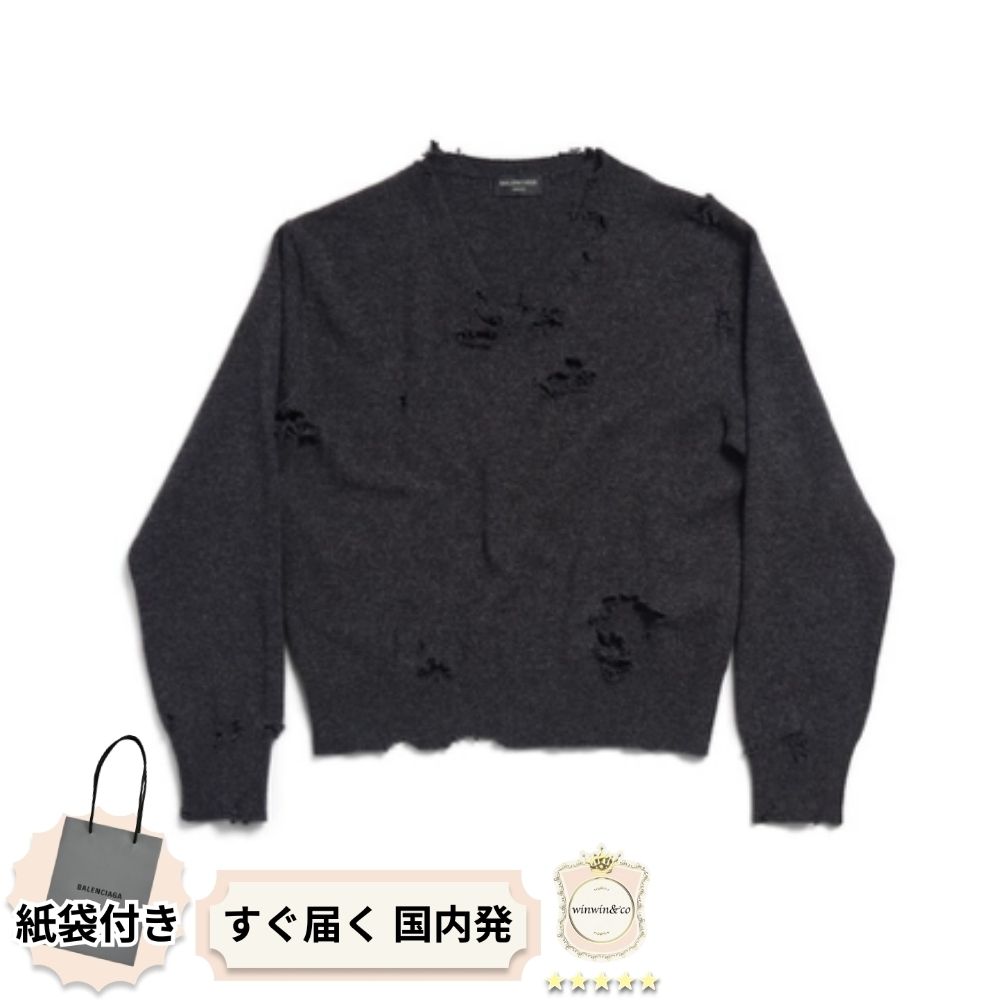 完売必至】バレンシアガ□ダメージ ニットセーター Vネック