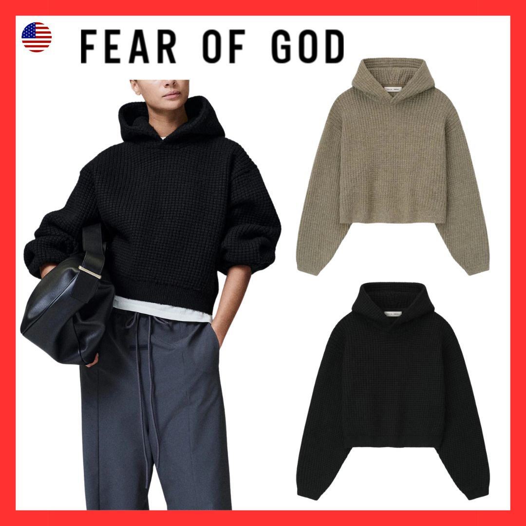 ESSENTIALS Heavy Waffle 90s Hoodie ワッフルニット パーカー (FEAR