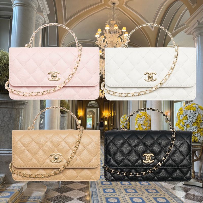 ☆横長フォーム☆【CHANEL】ビジューハンドルチェーンウォレット