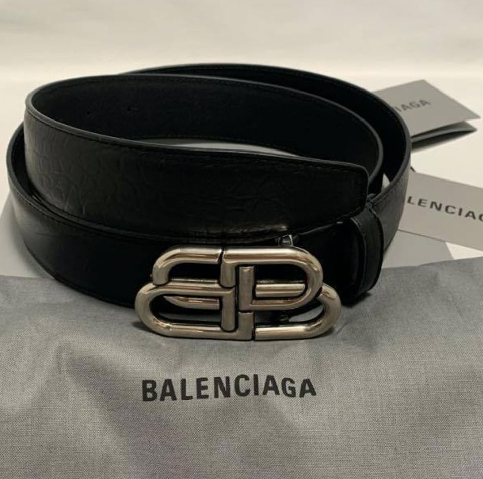 関税込】BALENCIAGA バレンシアガ◇BBバックル レザー ベルト