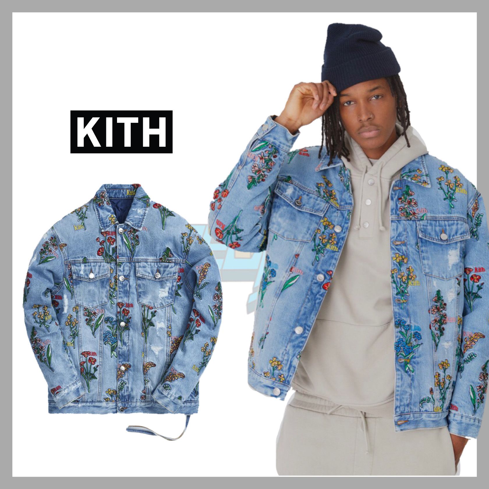 Kith Ellis フラワー刺繍 リバーシブル デニムジャケット (KITH NYC