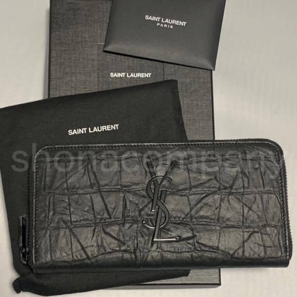 関税込】SAINT LAURENT サンローラン◇クロコ YSLロゴ 長財布 (Saint