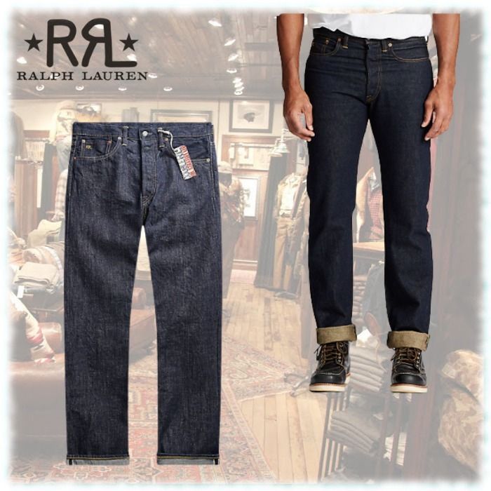 希少☆ RRL(ダブルアールエル) ロゴ セルビッチ デニムパンツ (RRL
