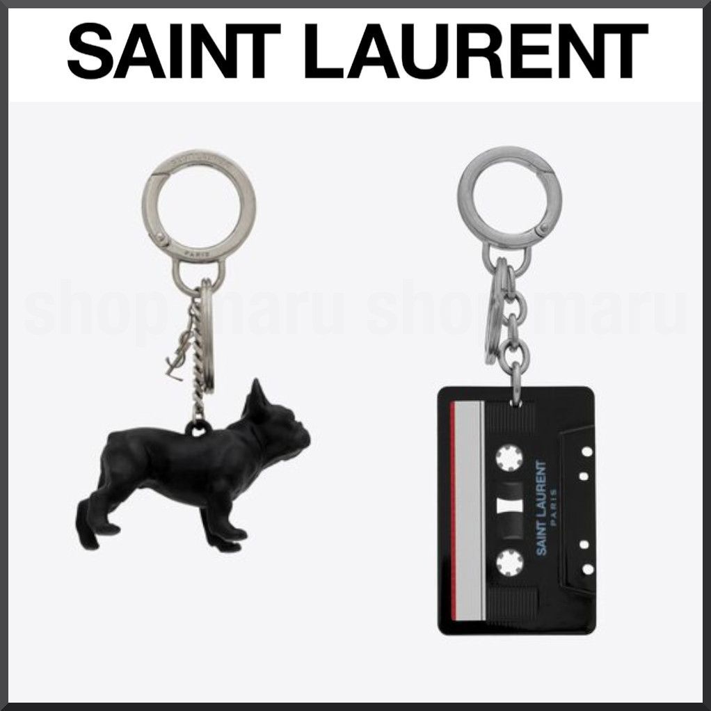 SAINT LAURENT◇かわいい！◇ドッグ・カセットテープ キーリング